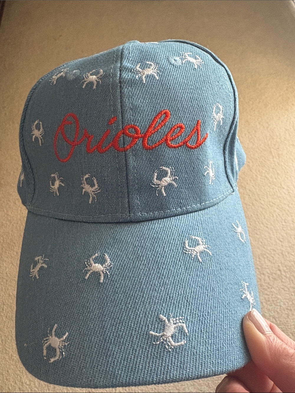 Blue "Orioles" Embroidered Crab Baseball Cap